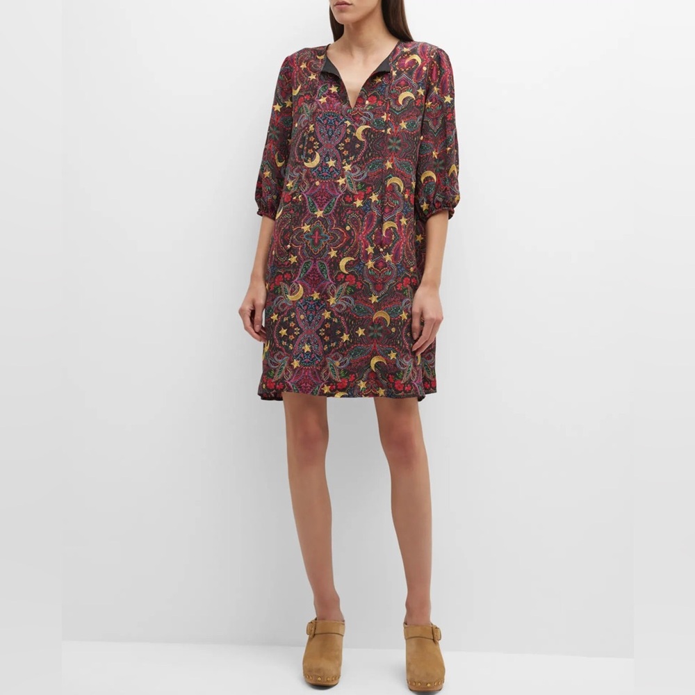 Johnny Was Star Gazer Silk Paisley Mini Dress Size Large